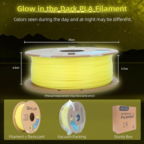 3DHoJor PLA Glow in The Dark Filament 1.75mm 1Kg, 3D Printing Luminous Filament 1.75mm Dimensional Accuracy +/- 0.03mm, Fit Most FDM 3D Printers-Glow Yellow in Kuwait