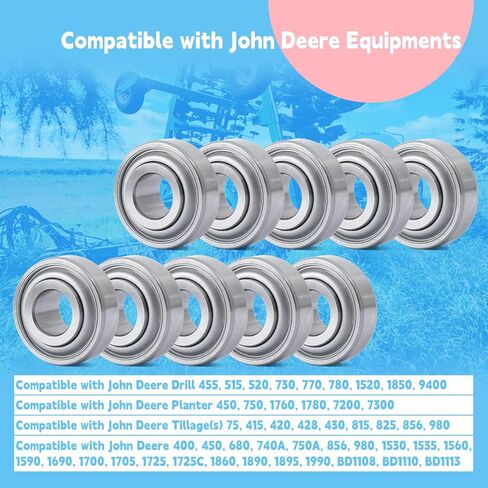10Pcs 203KRR2 Agriculture Bearing 0.64" Bore Replacement for John Deere for Case-IH for Great Plains Farm Equipment Tractor Industrial Use Replace 203RRAR10 AN281357 JD9214 AN142670 666624R91 in Saudi Arabia