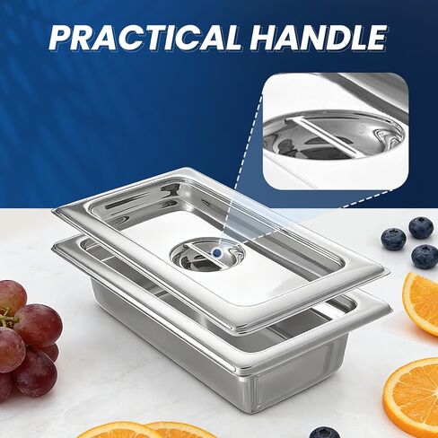 غطاء مقلاة طاولة بخار مشقوقة مقاس 1/3 مع مقبض، أغطية مقلاة فندق مكونة من 6 قطع، غطاء وعاء طعام مضاد للمربى، غطاء طعام لتقديم الطعام لمجموعة صينية معدنية من الفولاذ المقاوم للصدأ in Kuwait