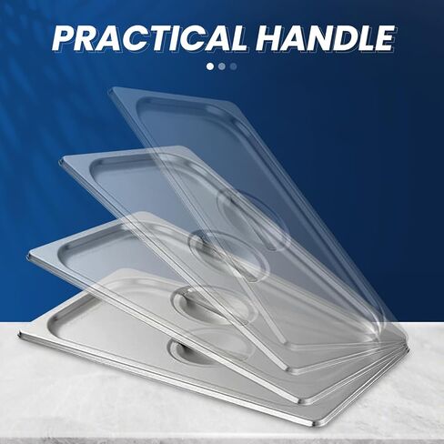 غطاء مقلاة طاولة بخار مشقوقة مقاس 1/3 مع مقبض، أغطية مقلاة فندق مكونة من 6 قطع، غطاء وعاء طعام مضاد للمربى، غطاء طعام لتقديم الطعام لمجموعة صينية معدنية من الفولاذ المقاوم للصدأ in Kuwait