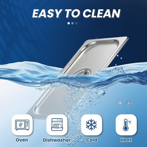 غطاء مقلاة طاولة بخار مشقوقة مقاس 1/3 مع مقبض، أغطية مقلاة فندق مكونة من 6 قطع، غطاء وعاء طعام مضاد للمربى، غطاء طعام لتقديم الطعام لمجموعة صينية معدنية من الفولاذ المقاوم للصدأ in Kuwait