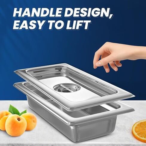 غطاء مقلاة طاولة بخار مشقوقة مقاس 1/3 مع مقبض، أغطية مقلاة فندق مكونة من 6 قطع، غطاء وعاء طعام مضاد للمربى، غطاء طعام لتقديم الطعام لمجموعة صينية معدنية من الفولاذ المقاوم للصدأ in Kuwait