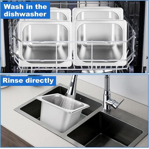 6 قطع من مقلاة الفندق المصنوعة من الفولاذ المقاوم للصدأ مقاس 1/6 مقاس 6 بوصات مقلاة بخار عميقة من الفولاذ المقاوم للصدأ مقالي طعام تجارية مقاس 1/6 مقالي طاولة بخار مقلاة مستطيلة من الفولاذ المقاوم للصدأ للفندق والمطاعم والبوفيه والمنزل in Kuwait