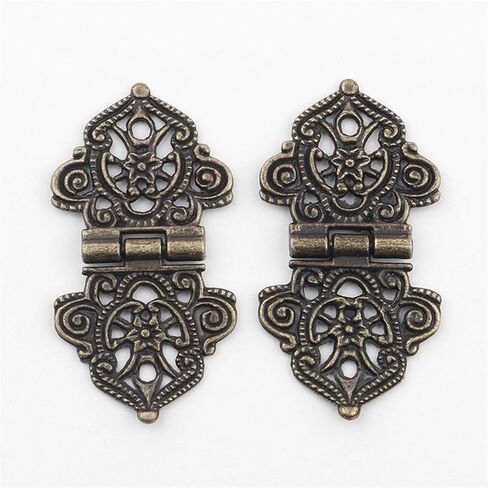 Antique Hinges,Bronze Decorative,Wooden Box Hinge,Vintage Alloy Hollow Flower Hinge,Chinese Furniture Hardware,Metal Hinges,Cabinet Door Butt Hinges,24 * 54mm 2pcs Butt Hinges (Color : A(A) in Saudi Arabia