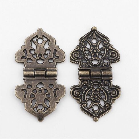 Antique Hinges,Bronze Decorative,Wooden Box Hinge,Vintage Alloy Hollow Flower Hinge,Chinese Furniture Hardware,Metal Hinges,Cabinet Door Butt Hinges,24 * 54mm 2pcs Butt Hinges (Color : A(A) in Saudi Arabia
