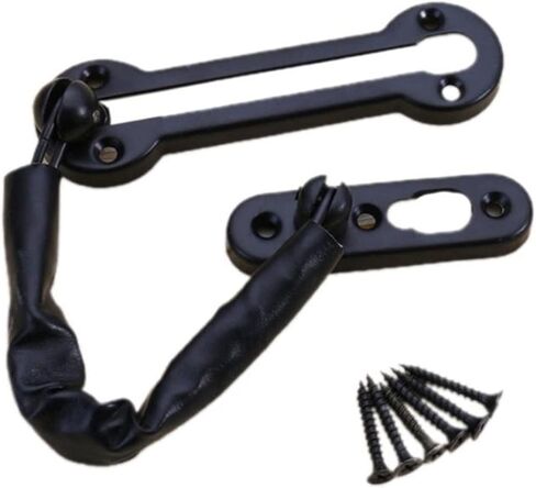 قفل سلسلة قفل باب المنزل من الفولاذ المقاوم للصدأ حارس باب بسلسلة مع زنبرك (أسود) in Kuwait