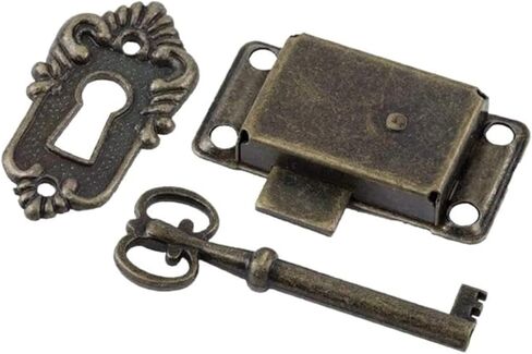 Latch Lock Decorative Furniture Locks Antique Iron Drawer Locks with Key Jewelry Wooden Box Latch Furniture Hardware in Saudi Arabia