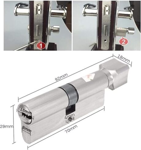 Thumb Turn Euro Cylinder Lock,Lock Cylinder Security 70mm 90mm Door Lock Brass Cylinder Single Open Knobs Eccentric Entrance Bedroom Cylinder Copper Door Barrel Lock in Saudi Arabia