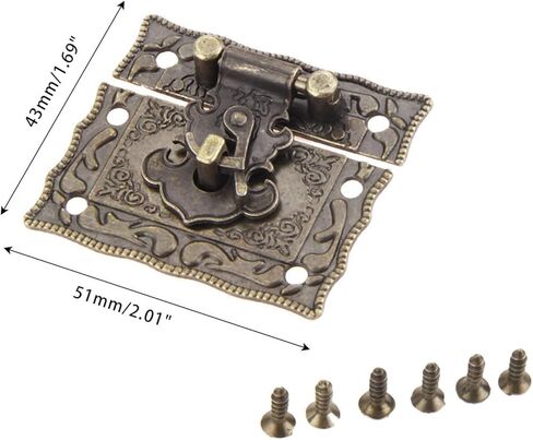 مزلاج اقفال الصناديق مزلاج غلق بمشبك قفل حقيبة خزانة العتيقة برونزية مجوهرات حالة خشبية الأجهزة خمر الموضة القديمة in Kuwait