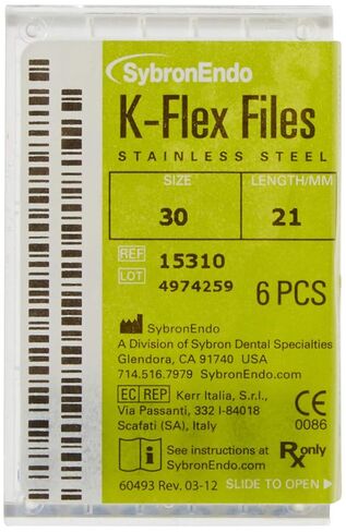 15310 Endo Hand K-Flex File، مستدق 0.02 مم، طول 21 مم، من الفولاذ المقاوم للصدأ، مقاس 30 طرف، أزرق، عبوة من 6 قطع in Saudi Arabia