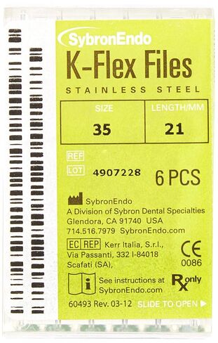 15314 مبرد Endo Hand K-Flex، مستدق 0.02 مم، طول 21 مم، من الفولاذ المقاوم للصدأ، مقاس 35 طرف، أخضر (عبوة من 6 قطع) in Saudi Arabia
