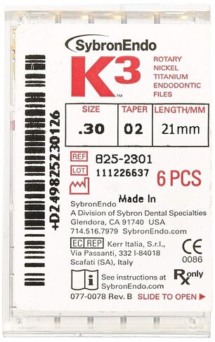 825-2301 K3 NiTi Endo File، مستدق 0.02 مم، مستدق وردي، حجم 30 طرف، لون طرف أزرق، نيكل تيتانيوم، طول 21 مم، عبوة من 6 قطع in Saudi Arabia