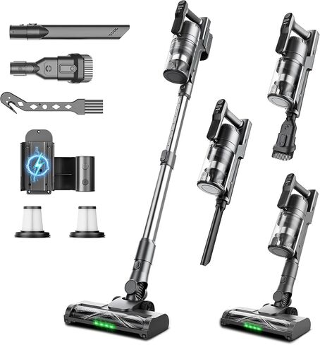 Cordless Vacuum Cleaner, Upgraded 600W 55KPA 55mins Vacuum Cleaners for Home,Powerful Stick Vacuum with Anti-Tangle & Wall Mount Charging, Lightweight Vacuum for Pet Hair Hardwood Floor Carpet in Saudi Arabia