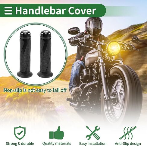 Motoforti 7/8 بوصة 22 مم 15/16 بوصة 24 مم غطاء مقابض يد عالمي للدراجات النارية من سبائك الألومنيوم المطاطية غطاء مقود الدراجة النارية والسكوتر والدراجة ATV أسود زوج واحد in Saudi Arabia