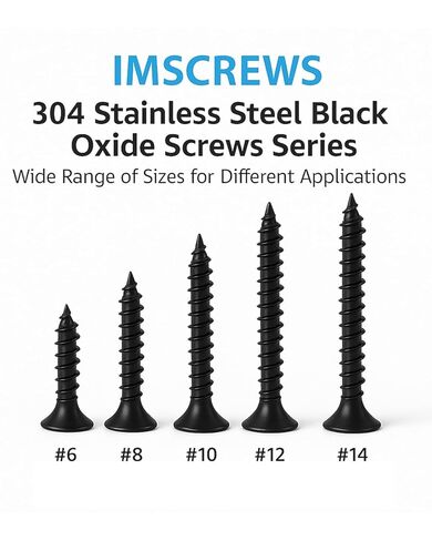 مسامير خشب IMSCREWS #10 × 1/2 بوصة سوداء من الفولاذ المقاوم للصدأ 304، 50 قطعة، براغي فيليبس ذات رأس مسطح لمفصلات الخزانة، لمسة نهائية سوداء طبيعية مقاومة للصدأ in Saudi Arabia