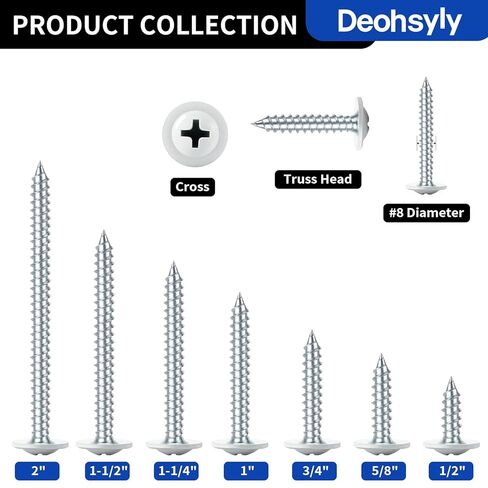#8 x 3/4" Wood Screw (410Pcs) 2lb. White Head Alloy Steel Standard Thread Phillips Truss Head Fast Self Tapping in Saudi Arabia