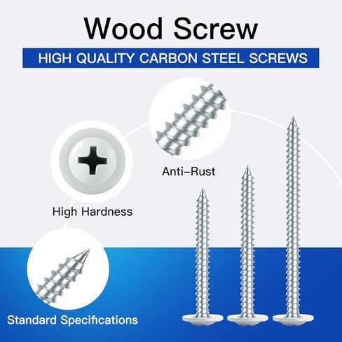 #8 x 3/4" Wood Screw (410Pcs) 2lb. White Head Alloy Steel Standard Thread Phillips Truss Head Fast Self Tapping in Saudi Arabia