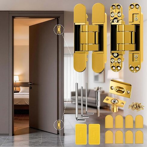 6inch Hidden Door Hinge,Concealed Hinges,Hidden Door Hardware kit,Invisible Door Silent 180 Degree Swing Hinge 3-Way Adjustable Butt 6 x 2.5 x 1inch (Black, 6 inches) in Saudi Arabia