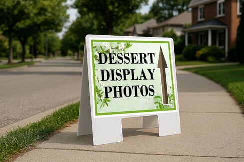 Dessert Display Photos Spring Flowers Sage Green Directional Arrows A-Frame Double Sided 23x23 in. sign in Kuwait