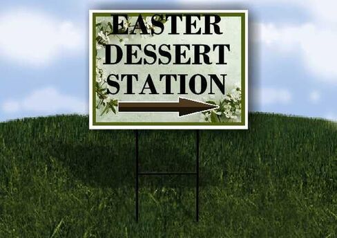 محطة حلوى عيد الفصح، زهور الربيع، سهام اتجاهية خضراء اللون، إطار مزدوج الجوانب مقاس 23 × 23 بوصة. in Kuwait