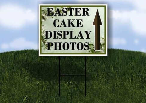 Easter Cake Display Photos Spring Flowers Sage Green Up Arrows A-Frame Single Sided 23x23 in. sign in Saudi Arabia