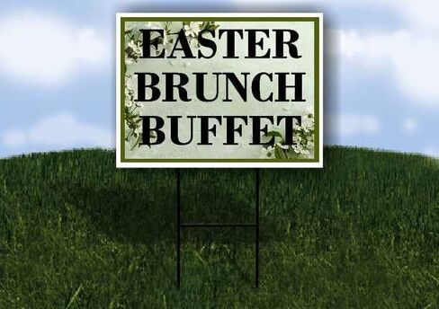 Easter Brunch Buffet Spring Flowers Sage Green Up Arrows A-Frame Single Sided 23x23 in. sign in Kuwait