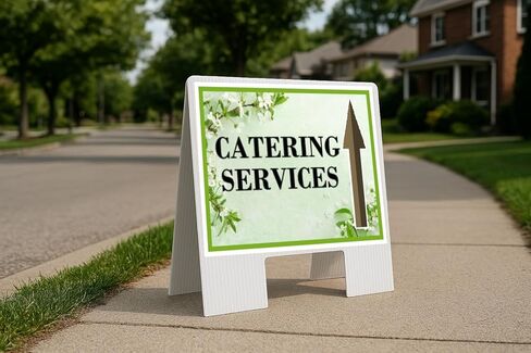 Catering Services Spring Flowers Sage Green Up Arrows A-Frame Single Sided 23x23 in. sign in Kuwait
