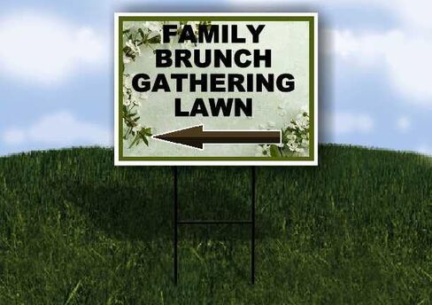 Family Brunch Gathering Lawn Spring Flowers Sage Green Up Arrows A-Frame Single Sided 23x23 in. sign in Saudi Arabia