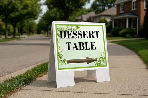 Dessert Table Spring Flowers Sage Green Directional Arrows A-Frame Double Sided 23x23 in. sign in Kuwait