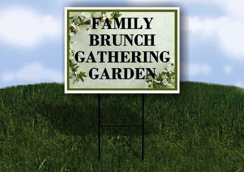 Family Brunch Gathering Garden Spring Flowers Sage Green Directional Arrows A-Frame Double Sided 23x23 in. sign in Kuwait