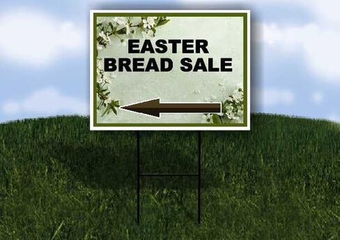 Easter Bread Sale Spring Flowers Sage Green Directional Arrows A-Frame Double Sided 23x23 in. sign in Saudi Arabia
