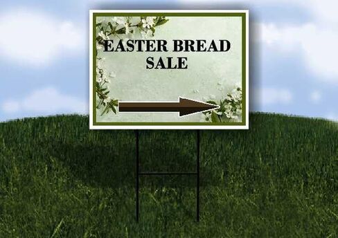 Easter Bread Sale Spring Flowers Sage Green Directional Arrows A-Frame Double Sided 23x23 in. sign in Saudi Arabia