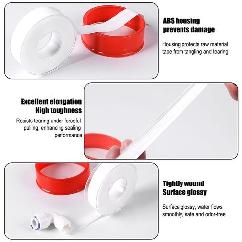 4 Rolls 1/2 Inch(W) X 32.8 Ft(L) Teflon Plumbers Tape,Pipe Sealing & Plumbing Thread Tape, Water Sealant Seal for Shower Head, White in Saudi Arabia