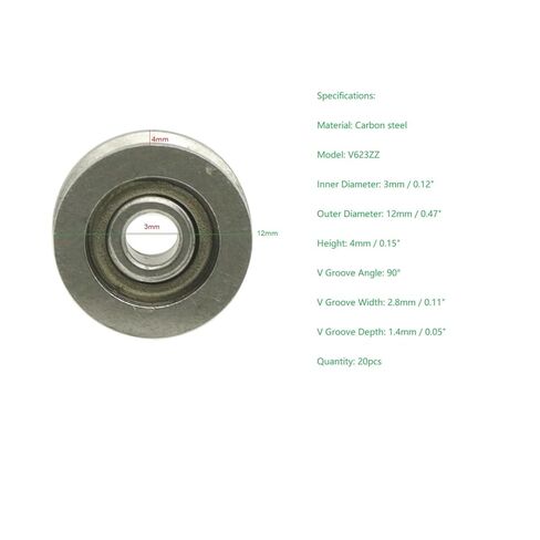 20 قطعة V623ZZ 3*12*4mm V الأخدود دليل بكرة تحمل 3x12x4 مللي متر الكربون الصلب السكك الحديدية الكرات عجلة in Saudi Arabia