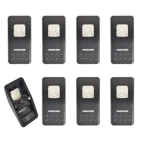8 قطع غطاء مفتاح الروك البحري 12 فولت بديل مع نوعين من الملصقات DIY لمفتاح Carling ARB البحري، لوحة القيادة الكهربائية للقارب، صندوق لوحة مفاتيح السيارة (شريط مربع واحد، عدسة بيضاء) in Kuwait