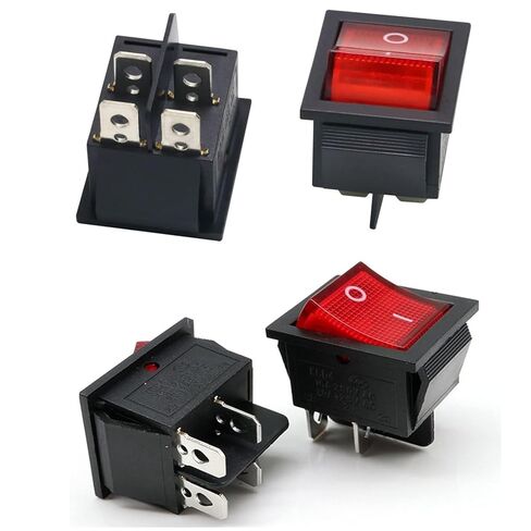 3Pack Rocker Switch 16A 250VAC KCD4/KCD2 DPST 4 Pin 2 Position Red Lighted 120V Rocker Toggle Switch ON/Off Heavy Duty with Wires and Waterproof Silicone Cover (16A Red Lighted) in Saudi Arabia