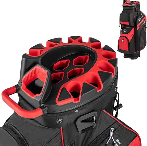 Tangkula Golf Cart Bag with 14-Way Full Length Dividers, 6 Molded Lock Top Golf Club Bag with 11 Pockets, Cooler Bag, Padded Strap, Handles, Umbrella Holder & Rain Hood in Saudi Arabia