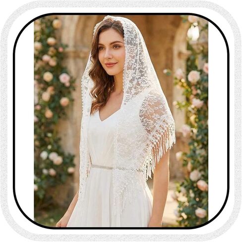 Latious Lace Mantilla Veil Catholic Triangle Chapel Mass Veil Latin Curch for Church in Saudi Arabia