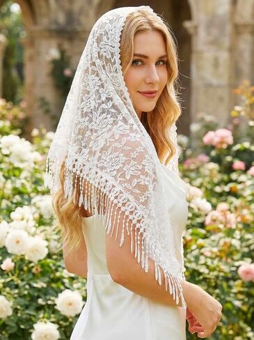 Latious Lace Mantilla Veil Catholic Triangle Chapel Mass Veil Latin Curch for Church in Saudi Arabia
