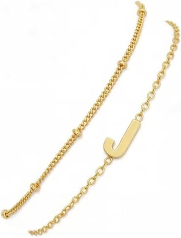 Gold Initial Bracelets for Woemn Girls - 18K Gold Plated Layered Initial Letter Bracelets Teen Girls Gifts for 5 6 7 8 9 10 Year Old Girl Birthday Gifts Gold Bracelet for Women in Kuwait