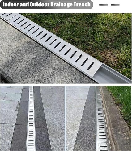 Channel Drain, Drainage Grates for Yard Driveway Walkway Floor, Trough Cover Plate Trench Low Profile Durable in Saudi Arabia