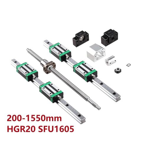 2 PCS 200-550mm Linear Guide Rails + 4 PCS HGH20CA Carriages + 1 PCS SFU1605 Ball Screw + BK/BF12 end Support + Coupling + nut housing(HGR20-400 1605-450) in Saudi Arabia