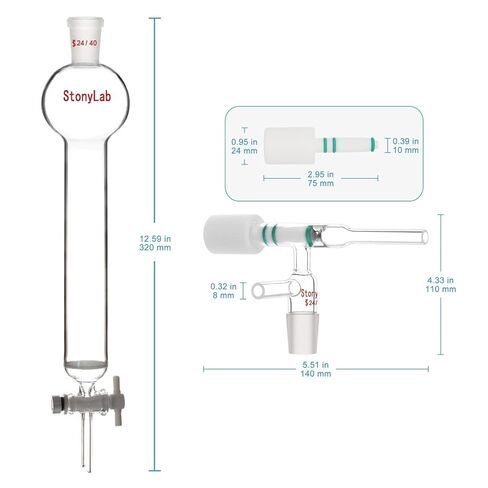 24/40 Joint Chromatography Column (50 ml) Bundle with Chromatography Adapter (24/40 Joint) - stonylab Bundle in Saudi Arabia