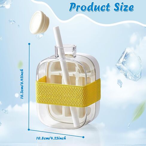 2-in-1 Ice 500ml Cube Bottle with Straw - Easy Press Ice Tray Water Bottle, Leak Proof Lid, Touch-free Vertical Ice Maker for Freezer, Travel, Gym & Home Use in Kuwait