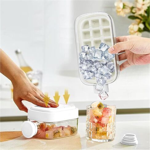 2-in-1 Ice 500ml Cube Bottle with Straw - Easy Press Ice Tray Water Bottle, Leak Proof Lid, Touch-free Vertical Ice Maker for Freezer, Travel, Gym & Home Use in Kuwait