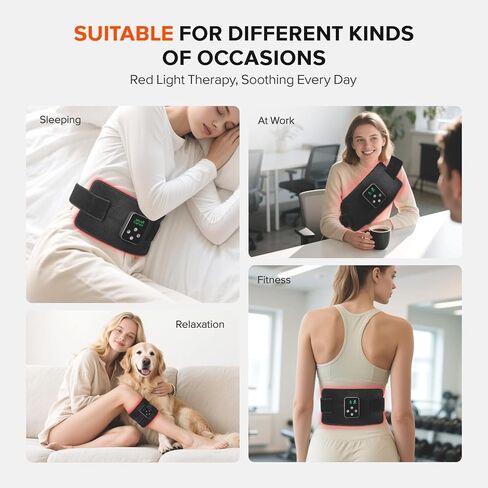 Cordless Red Light Therapy Belt, 3000mAh Battery Rechargeable Magnetic LED Screen Controller, Portable & Cordless, 12.4" * 5.7" Cordless Infrared Red Light Therapy for Body Back Knee Leg in Saudi Arabia