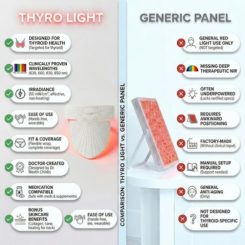 Thyro Light – Red & Near Infrared (NIR) Light Therapy Device for Neck and Thyroid Area – 630nm, 660nm, 830nm, 850nm – Supports Circulation, Relaxation & Wellness by Dr. Westin Childs in Saudi Arabia