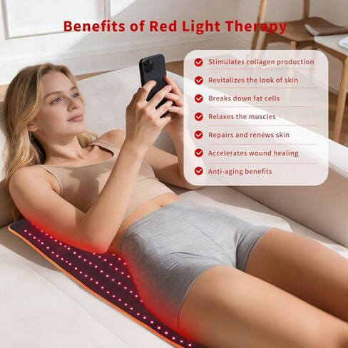 Red Light Therapy Pad for Body, Large Infrared Light Therapy Wrap with 240 LEDs (660nm & 850nm), 31.5" x 12" Red Light Therapy Mat for Back Shoulder Joint Muscle Relief, 43W, Timer in Saudi Arabia
