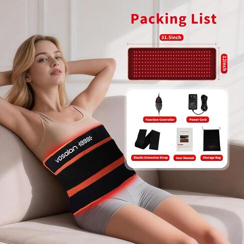 Red Light Therapy Pad for Body, Large Infrared Light Therapy Wrap with 240 LEDs (660nm & 850nm), 31.5" x 12" Red Light Therapy Mat for Back Shoulder Joint Muscle Relief, 43W, Timer in Saudi Arabia