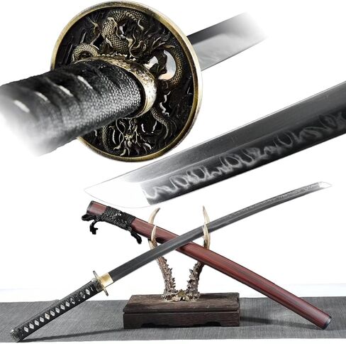Dragon Abyss Katana Sword T10 Steel Clay Tempered Nice Hamon Very Sharp Top Handmade Japanese Samurai Sword Full Tang in Saudi Arabia